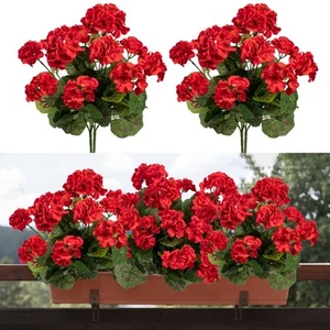 Uqueeten 4PCS Home Decor Fake Plants Artificial Flowers Artificial Geraniums ... - Picture 1 of 9