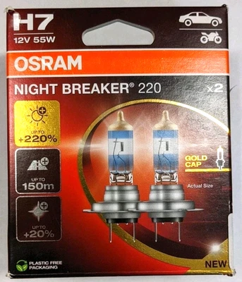 H7 OSRAM Night Breaker 220 Headlight Fog Bulbs PAIR - Image 1 of 4