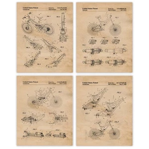 Classic Mountain Trail Bike Patent Prints, 4 (8x10) Art Decor Home Work Office - Picture 1 of 10
