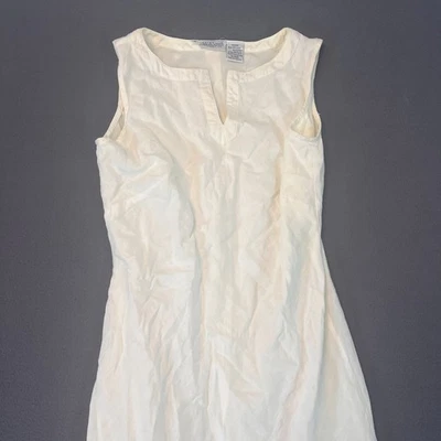 Vestido vintage para mujer Willi Smith lino marfil sin mangas talla 10 línea A ojo de cerradura Foto 1 de 4