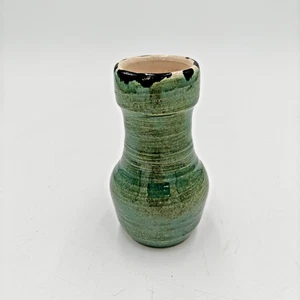 Handgefertigte Keramik Keramik grüne Blume / Knospe Vase! Signiert! 5 Zoll! MCM - Bild 1 von 6