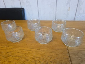 Vintage Ravenhead Siesta 1970's Ice Bark Glass Trifle Ice Cream Dish Bowl x 6 - Picture 1 of 7