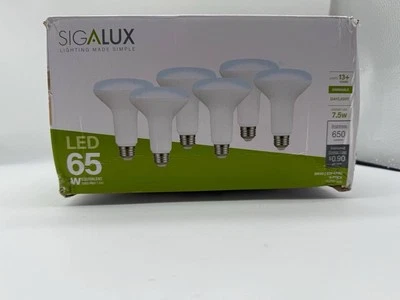 Sigalux Dimmable LED Flood Lights BR30 Bulbs Soft White 6 pack New A11 - Image 1 of 4