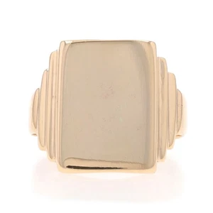 Yellow Gold Vintage Signet Men's Ring - 10k Engravable - Picture 1 of 9