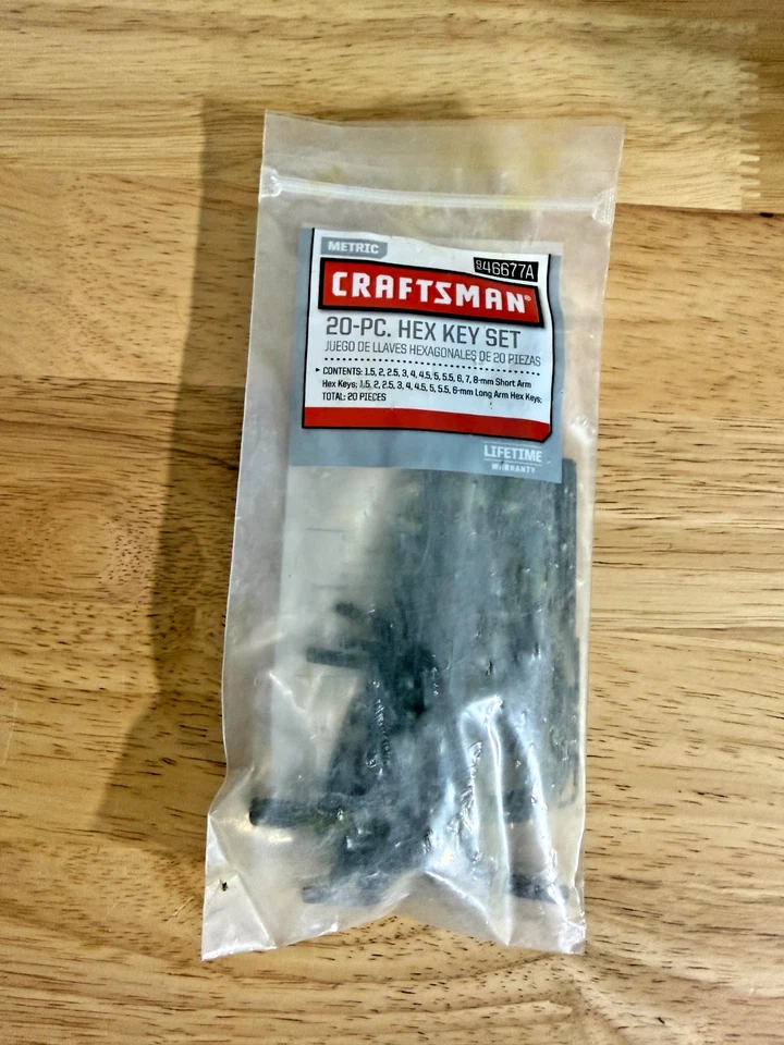 Craftsman 20 Pc. Inch Hex (Metric) Key Wrench Set, Part #46677A NEW SEALED BAG - Image 1 of 1