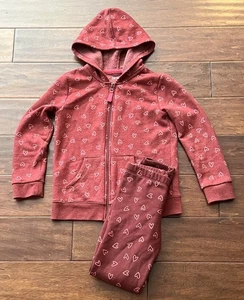 Cat Jack Purple Pink Girls Small 6 Hearts Hoodie Pants Track Suit 2 Piece Set - Picture 1 of 16