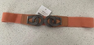 NV Belt One Size, Coral, Narrow, Stretch, Antiqued Silver Buckle NWT - Picture 1 of 5