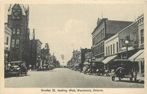 1920s Canada Woodstock Ontario Dundas Street looking West autos Postcard 25-7858 - Picture 1 of 2