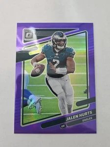 Donruss Optic Jalen Hurts #9 Purple Prizm 49/50 Philadelphia Eagles 2021 - Imagen 1 de 10