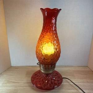 "Lámpara Fenton Hurricane electrificada roja rubí destellada diamante vintage 13""" - Imagen 1 de 12