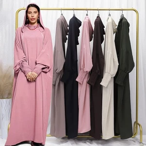 Dubai Damen Kapuze Abaya Lange Roben Abend Maxi Kleid Gebet Kaftan Islamisch Neu - Bild 1 von 30