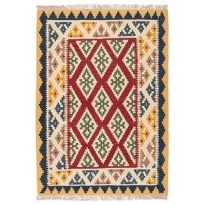 Kelim 149x105 cm Handgewebter Perserteppich Kilim Wolle Carpet Rug Orient Rot - Picture 1 of 7