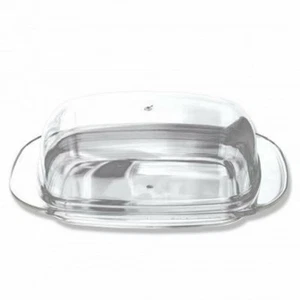 Large Clear Acrylic Covered Double Wide Butter Serving Storage Dish Tray w/ Lid - Picture 1 of 5