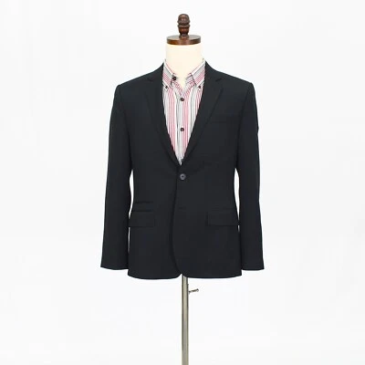 Express 38S Black Sport Coat Blazer Jacket Solid 2B Polyester - Image 1 of 4
