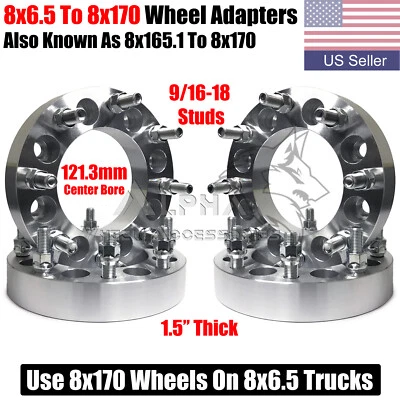 4Pc 8x6.5 To 8x170 Wheel Adapters 1.5" For 1994-2011 Dodge Ram 2500 3500 9/16-18 - Image 1 of 4