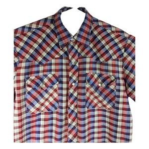 Western Bronco Short Sleeve Shirt Red White Blue America USA Mens Medium - Picture 1 of 8