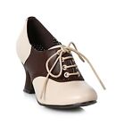 BROWN/TAN WOMAN'S SADDLE SHOE. 2.5" HEEL. LACES UP-COMES IN SIZES 6 7 8 9 10