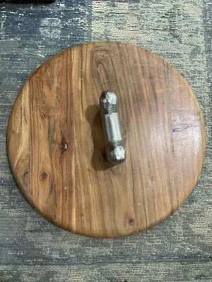 CUBO DE COMIDA PARA PERROS DE MADERA DE DISEÑO CONTENEDOR LATA DE ALMACENAMIENTO TAPA MANGO DE HUESO DE METAL SUPERIOR Foto 1 de 3