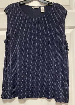 Camisa Top LAURA ASHLEY XL 16 Busto 44 Largo 25 Azul Marino Blanco Lunares Sin Arrugas Foto 1 de 2