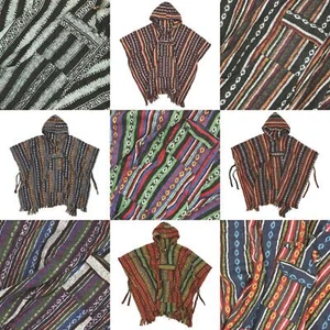 Brushed Gheri Cotton Poncho Cape Warm Festival Hoodie Hoody Women Men Unisex - Picture 1 of 62