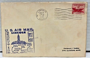 US Air Mail Cover FDC First Flight AM 90 Lincoln, NE (Dec 21 1949) - Picture 1 of 2