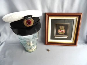 circa WW2 Merchant Navy Hat with Framed Cloth Badge + Small Badge PWF Richards - Picture 1 of 15