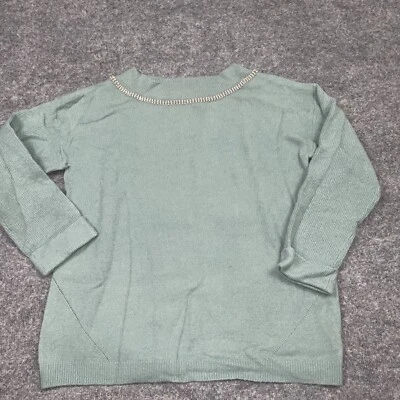 Suéter Soft Surroundings para mujer talla S mezcla de lana con cuentas verdes Foto 1 de 4