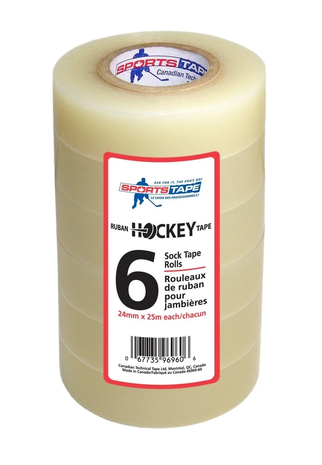 SPORTS TAPE SportsTape Hockey Tape Multipack, Clear, 6 Roll