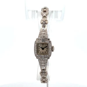 Reloj Hamilton Oro Blanco 14K Bisel Diamante Esfera Crema - Imagen 1 de 5