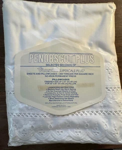 De Colección Wamsutta Penobscot Plus Par de Fundas de Almohada con Borde de Encaje - Blanco Talla 20" x 26" NUEVO - Imagen 1 de 3
