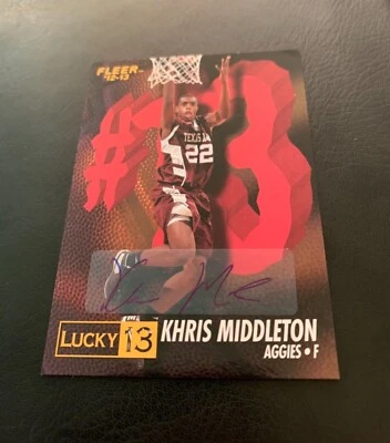 Autógrafo de novato Khris Middleton 2012-13 Fleer Lucky 13 Foto 1 de 2