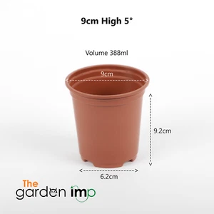 100 9cm Plant Pots Full Deep Plastic Terracotta Round Seed Plug Grow Nursery Pot - Picture 1 of 11