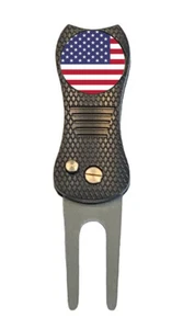 Marcador de pelota de golf con bandera de Estados Unidos con herramienta Divot Switchblade premium - Imagen 1 de 1