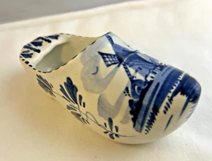 Vintage Delft Blue & White Dutch Clog Shoe Ashtray/Decoration Windmill Design - Picture 1 of 8