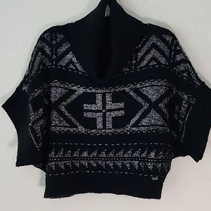Ralph Lauren Denim & Supply Black Silver Cowl Neck Knit Top S - Picture 1 of 7