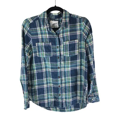 Sonoma The Everyday Shirt Plaid Button-Up Flannel 100% Cotton Blue & Green S - Image 1 of 3