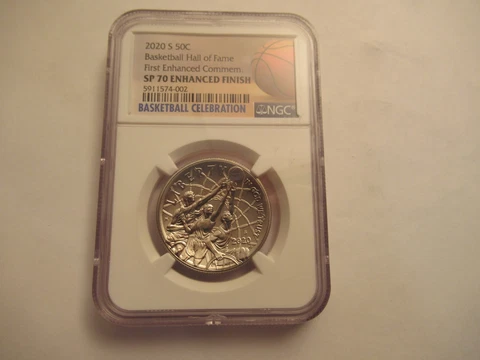 2020 US Mint Basketball Hall of Fame Clad Half Dollar, NGC SP70 Enhanced Finish Cover