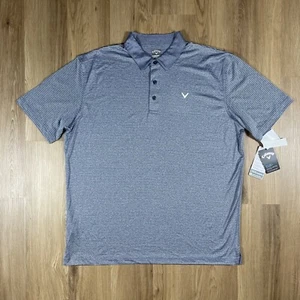 NWT Callaway Golf Men’s Polo Shirt XL Navy Chambray Striped UPF Opti-Dri Stretch - Picture 1 of 11