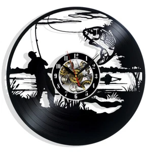 Fischer Angeln Vinyl Wanduhr Geschenk Geburtstag Urlaub Kunst Wohnkultur Design - Bild 1 von 5