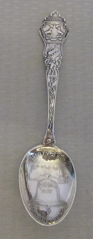 antique Sterling Silver Pennsylvania Souvenir Spoon LIBERTY BELL PHILADELPHIA Cover