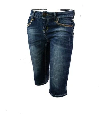 Bongo Juniors stitched cropped capri Denim Pants Sz 7 Juniors - Image 1 of 4