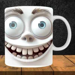 KAFFEE TASSE - LUSTIGE GESICHTER - 3D - TASSE - KAFFEEBECHER - KERAMIK TASSE! - Bild 1 von 1