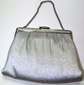 Vintage Ande Handbag Purse Silver Clutch Bag w/ Silver Chain 8.5”X6.5” w/ Tags - Picture 1 of 10