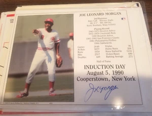 JOE MORGAN 8" x 10" AUTOGRAPH PHOTO CINCINNATI REDS 1990 COOPERSTOWN INDUCTION - Picture 1 of 3