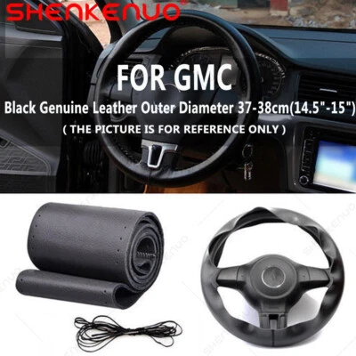 Steering Wheel Cover Genuine Leather for GMC Sierra 1500 2500 HD 3500 2001-2006 - Image 1 of 4