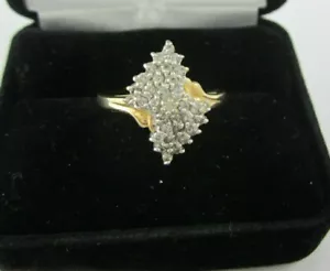 BEAUTIFUL LADIES 10K MULTI-TONE GOLD DIAMOND WATERFALL CLUSTER RING .35TDW 3.2G - Picture 1 of 8