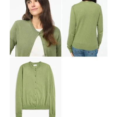 Suéter cardigã J Crew novo com etiquetas US$ 79,50 clássico manga longa algodão oliva | Tamanho 3X - Imagem 1 de 2