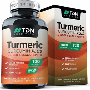 Turmeric Capsules 12,000mg Curcumin, Black Pepper & Ginger Complex Tumeric - Picture 1 of 3