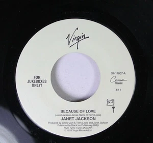 90'S 45 Janet Jackson - Because Of Love / Funky Big Band On Virgin - Picture 1 of 2