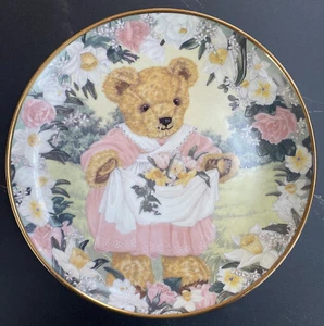 Teddy Bear Decorative Plate Teddy's Spring Bouquet Limited Edition Franklin Mint - Picture 1 of 2